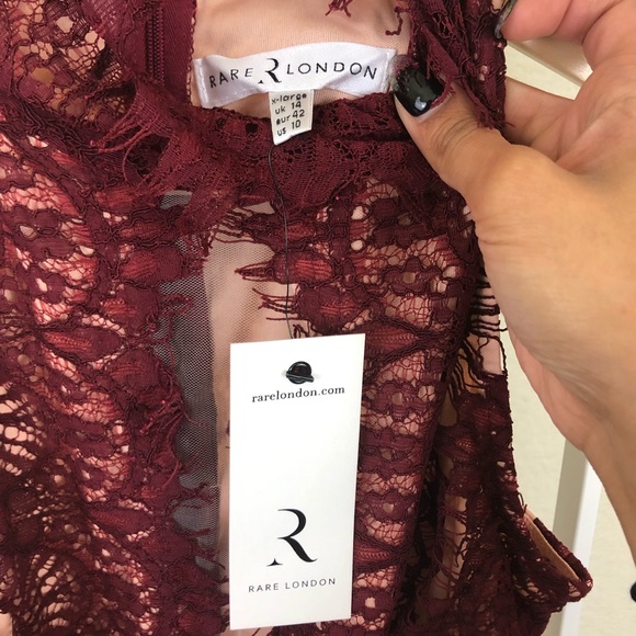 NWT Nasty Gal Red Lace Scuba Fit and Flare Dress - Picture 3 of 7